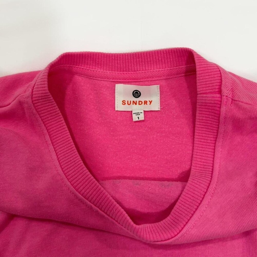 NWOT Sundry 78åÁ Crop Sweatshirt Pigment Neon Pink | Size 1 - Picture 5 of 8